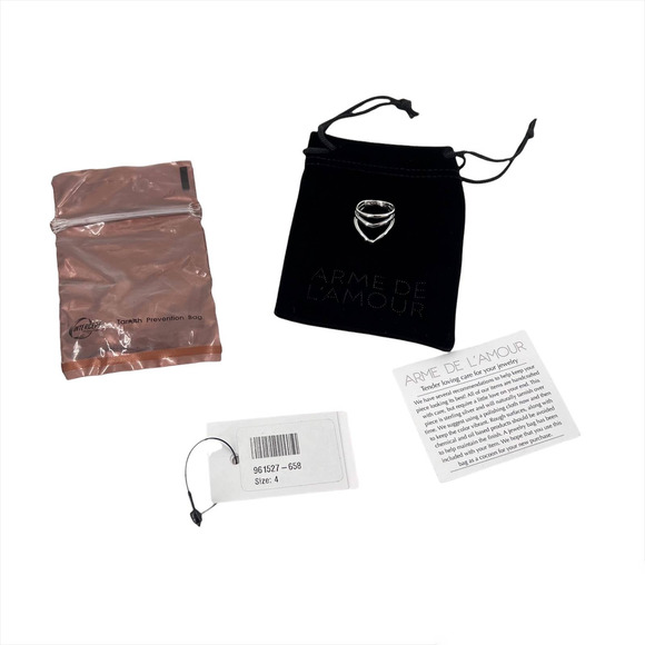 ARME DE L'AMOUR Sterling Silver Chevron Ring 100% 925 / 1000 Women's Sz 4 NWT - Picture 5 of 5